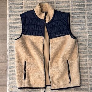 Vineyard Vines Beige and Navy Fleece Vest
